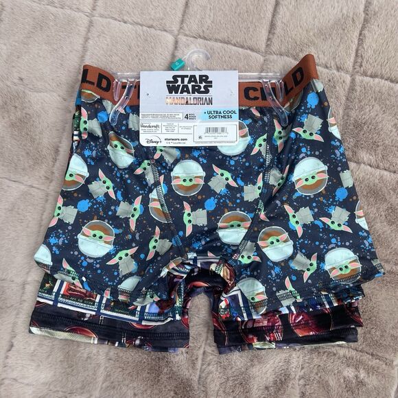 Star Wars Mandalorian Underwear Boys Size 10 Boxer Briefs Set of 4 Baby Yoda - Picture 2 of 8